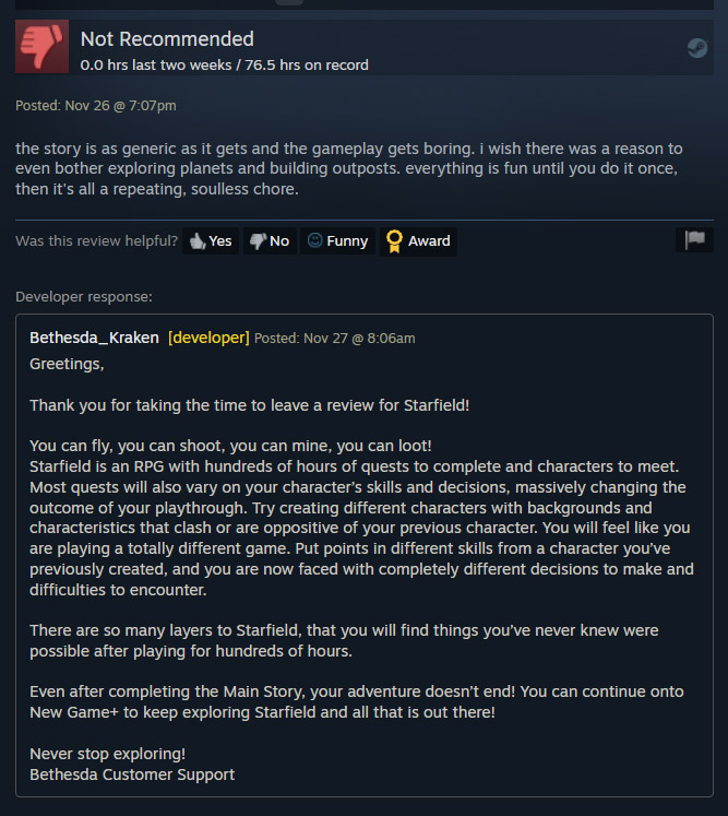 Bethesda customer support steam review