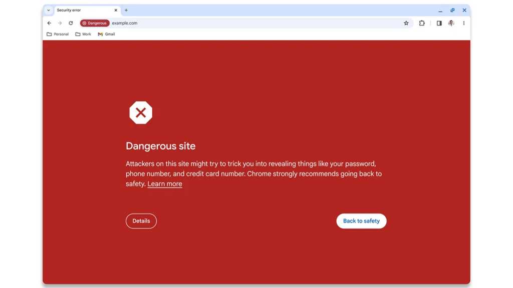 chrome safe browsing window