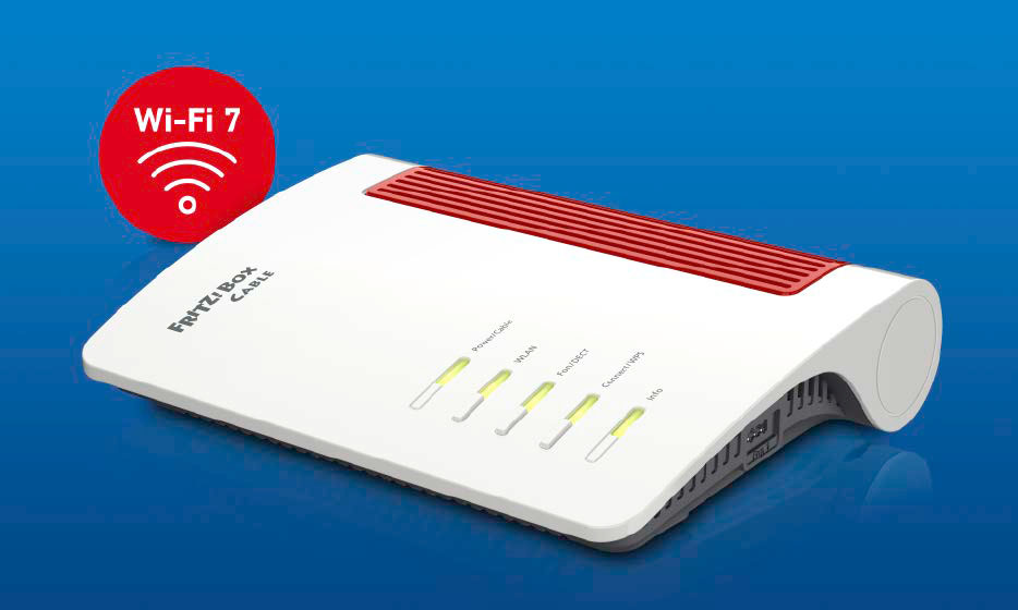 Auch AVM setzt voll auf Wi-Fi 7: Die Fritzbox 6670 Cable mit Kabel-Modem nutzt den neuen WLAN-Standard, arbeitet aber nicht mit der 6-GHz-Frequenz.